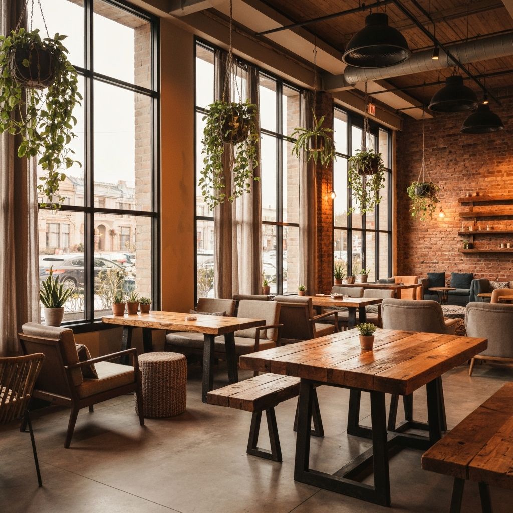 Acogedor interior de cafetería